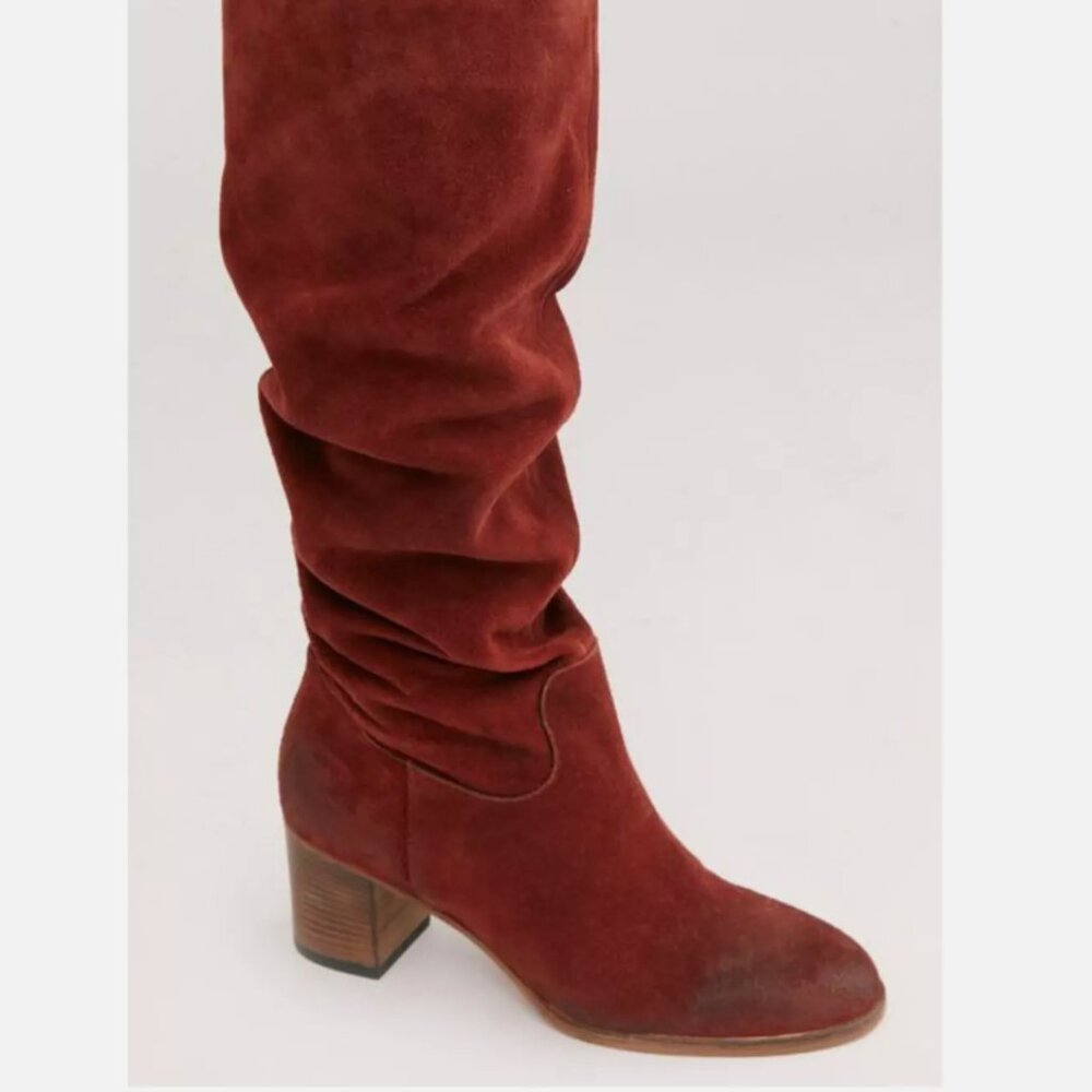 New Free People Cleo Slouch Boots Size 7 MSRP: $228 Suede - Picture 2 of 3